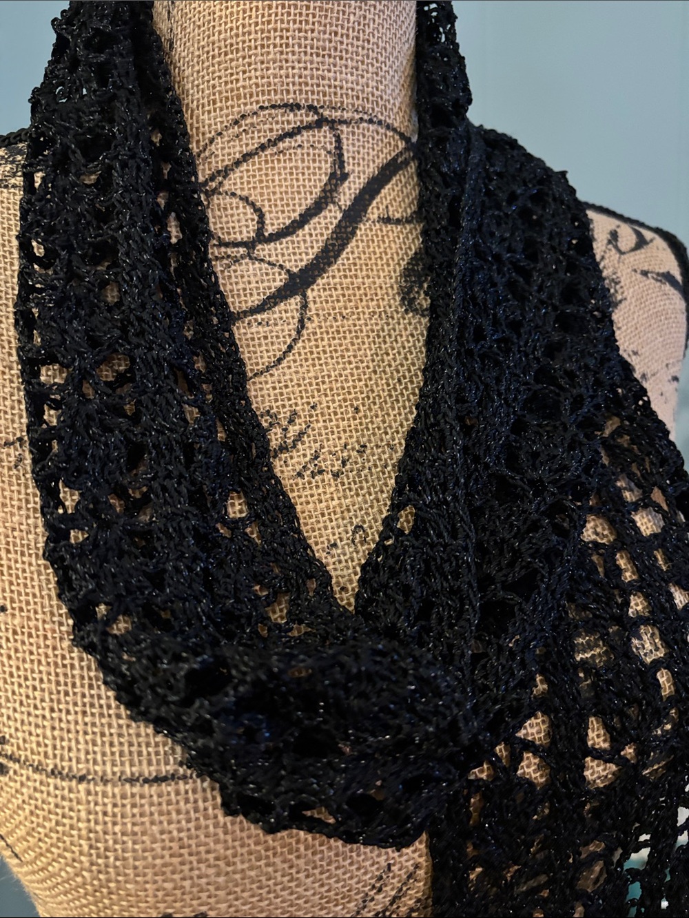 New York & Company Crochet Knit Fringe Scarf/Belt - Picture 3 of 8